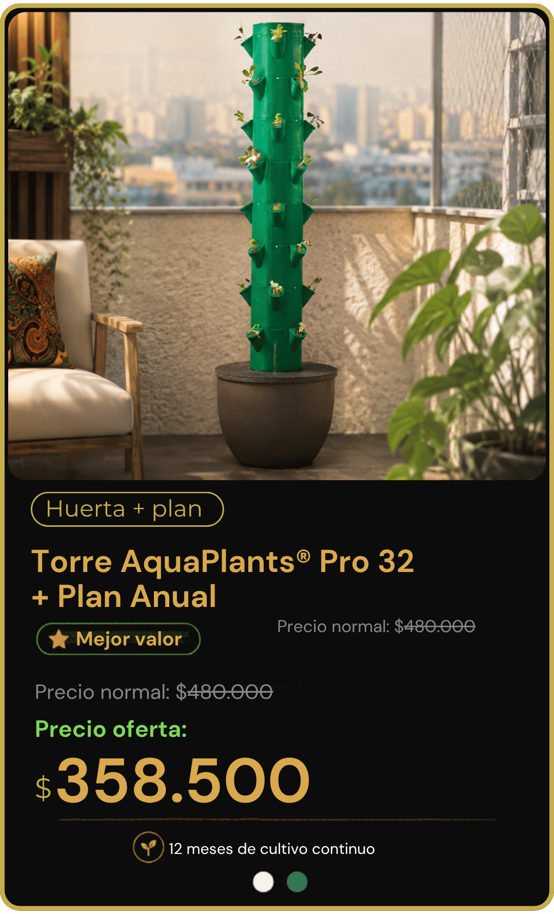 Torre AquaPlants Pro 32 con plan anual AquaPlanter Premium